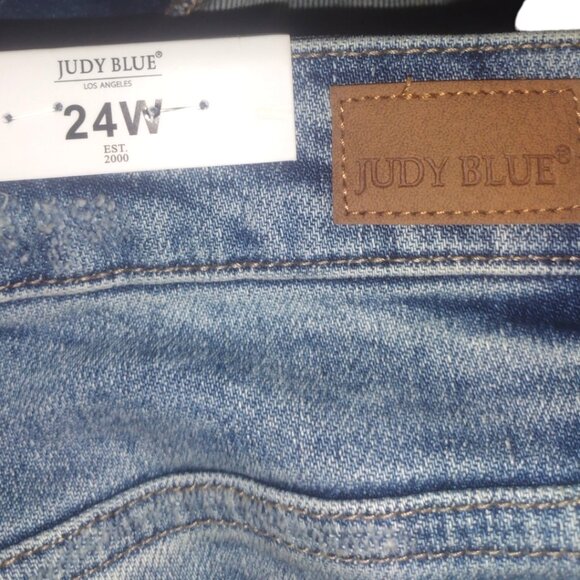 Judy Blue High Waist Heavy Destroyed Distressed Straight Fit Denim Jeans NWT 24W - Picture 11 of 11